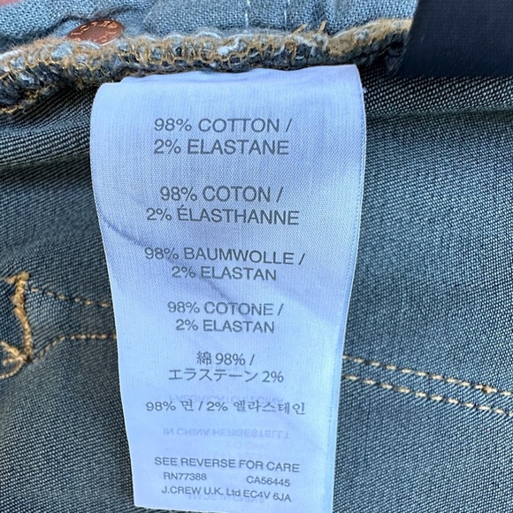 J CREW | NWOT TOOTHPICK JEANS 8” MID-RISE DARK WASH | SIZE: 26 - Picture 9 of 11